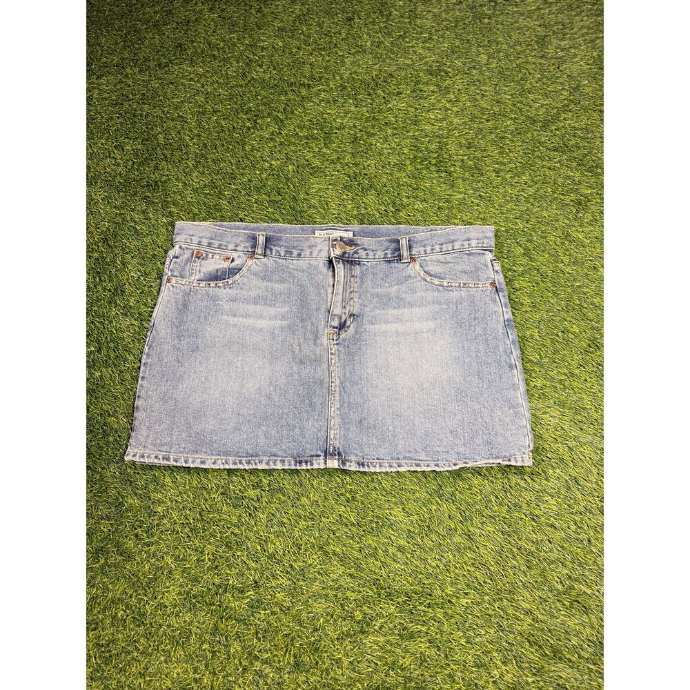 Old Navy Denim Mini Skirt Womens Size 14 Blue Low Rise Y2K Jean Skirt Cotton